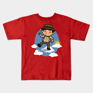 Funny Kawaii Man Walking On Clouds Sunny Heaven Cartoon Kids T-Shirt